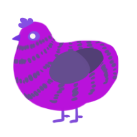 Iris, a amethyst and overcast chicken with a bar pattern