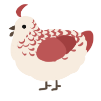 A cream and red chicken with a half-lace pattern