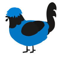 A sapphire and sable chicken with a head pattern