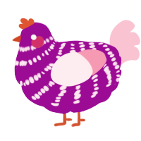 A plum and rose chicken with a bar pattern