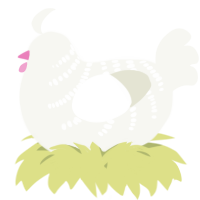 A white chicken with a half-bar pattern