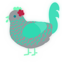 A grey and crimson chicken with a lace pattern
