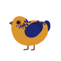 Sonneschein, a orange and navy chicken with a neck-speckle pattern