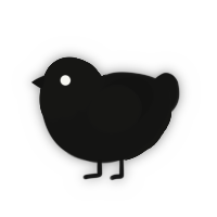A black chicken with a head pattern