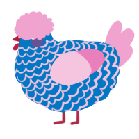 A sapphire and pink chicken with a lace pattern