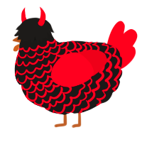 A sable and crimson chicken with a lace pattern