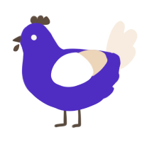 Kot, a indigo and cream chicken with a lace pattern