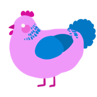 A lavender and sapphire chicken with a neck-band pattern