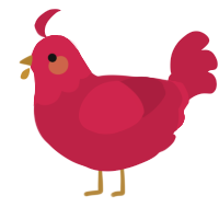 A crimson chicken with a head pattern