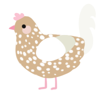 A beige and white chicken with a speckle pattern