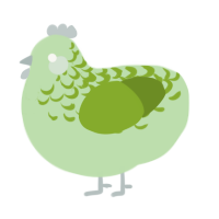 A gluppy and chartreuse chicken with a half-lace pattern