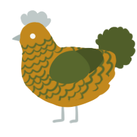 A ochre and olive chicken with a lace pattern