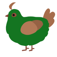 A leaf and brown chicken