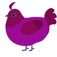 A plum and wine chicken with a head pattern