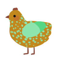 A ochre and spring chicken with a speckle pattern