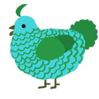 A aqua and viridian chicken with a lace pattern