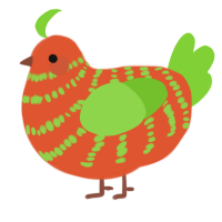 A vermilion and grass chicken with a bar pattern