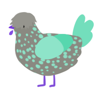 A ash and mint chicken with a speckle pattern