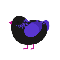 (unnamed), a sable and indigo chicken with a neck-speckle pattern