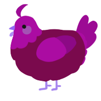 A wine and plum chicken with a head pattern