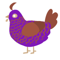 A violet and russet chicken with a lace pattern