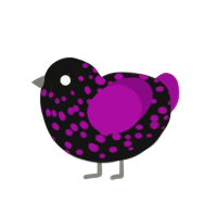 (unnamed), a black and plum chicken with a speckle pattern