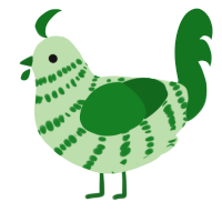A gluppy and leaf chicken with a bar pattern