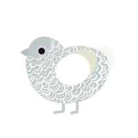 Tinsel, a silver and white chicken with a double-lace pattern