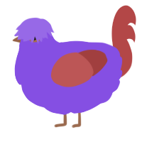 A blurple and red chicken