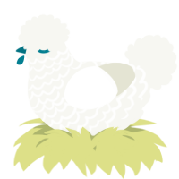 A white chicken with a lace pattern