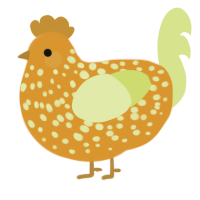 A orange and lemon chicken with a speckle pattern
