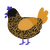 Gilded Ultraviolet, a black and orange chicken with a double-lace pattern