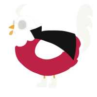 A crimson and white chicken with a head pattern