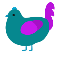 A teal and amethyst chicken