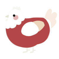 tortilla, a red and beige chicken with a head pattern