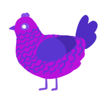 A amethyst and indigo chicken with a lace pattern