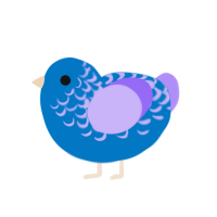 Frosting, a sapphire and lilac chicken with a half-lace pattern