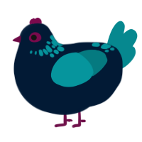 Nightlife, a tumblr and teal chicken with a neck-speckle pattern