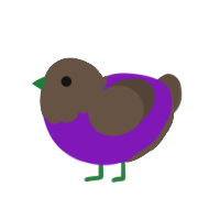 Poop Grape, a violet and bark chicken with a head pattern