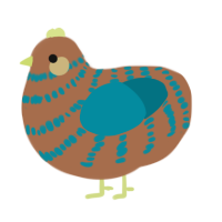 A brown and sea chicken with a bar pattern