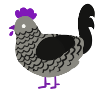 A ash and black chicken with a lace pattern