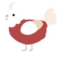 A red and cream chicken with a head pattern