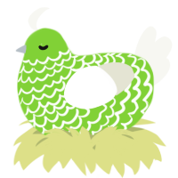 A grass and white chicken with a lace pattern