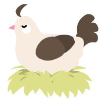 A cream and bark chicken