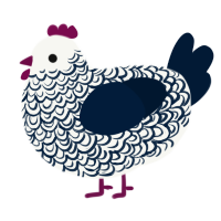 A white and tumblr chicken with a double-lace pattern