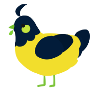A yellow and tumblr chicken with a head pattern