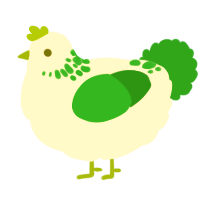 A cream and viridian chicken with a neck-speckle pattern