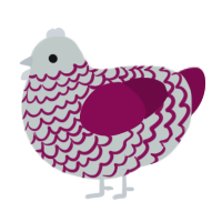 Agent Cameo, a silver and wine chicken with a lace pattern