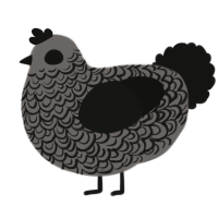 A grey and black chicken with a double-lace pattern