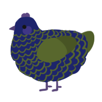A navy and olive chicken with a lace pattern